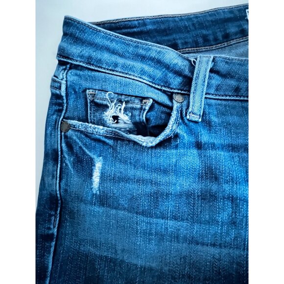 Paige Verdugo Crop Jeans Womens 29 Distressed Denim Mid-Rise Skinny Fit Raw Hem - Picture 7 of 9